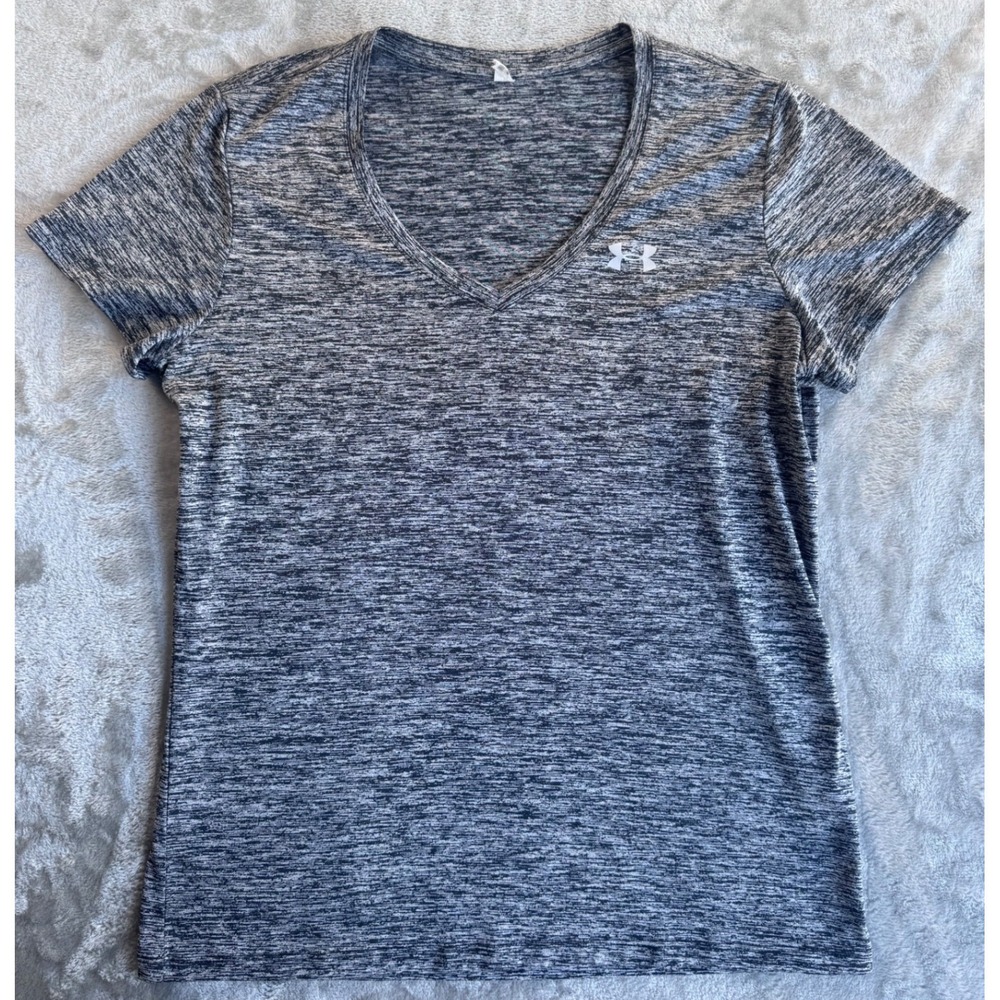 Under Armour V Neck Shirt Womens M Gray Athletic Gym Training Activewear‎